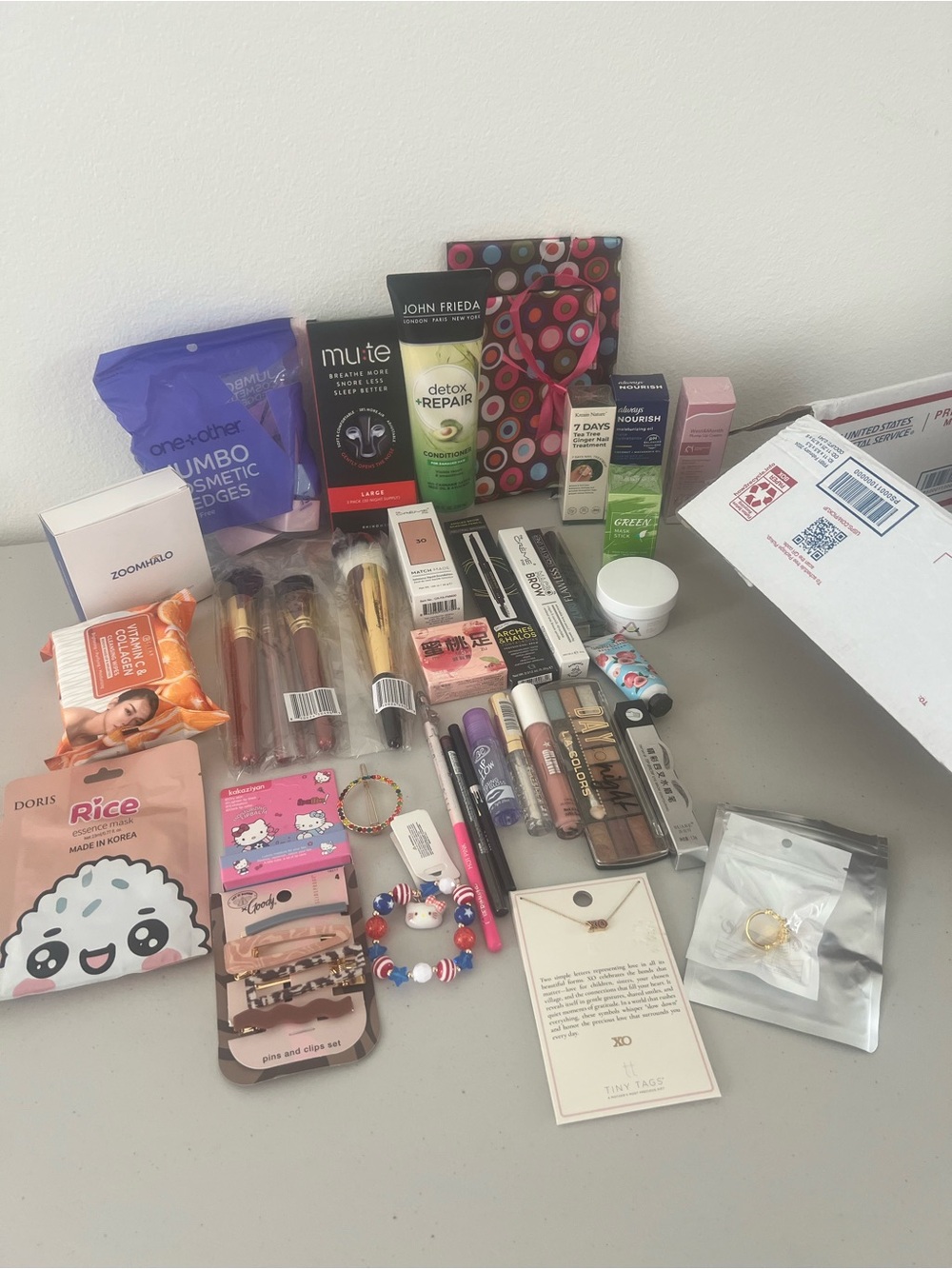 Box 5. Assorted Makeup & Beauty Bundle with Pink, Purple, Gold Accents